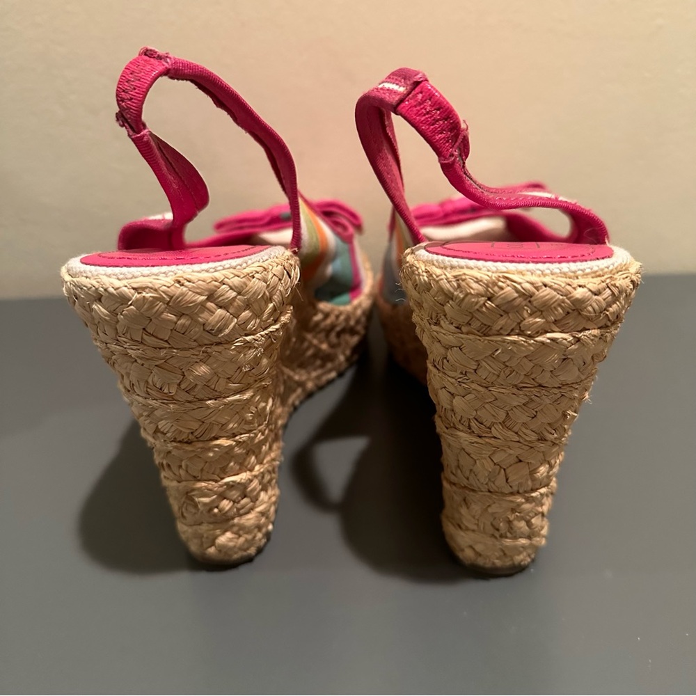 Coach Grace Watercolor straw wedge sandals multicolored Y2K Size 8.5 - Picture 4 of 11